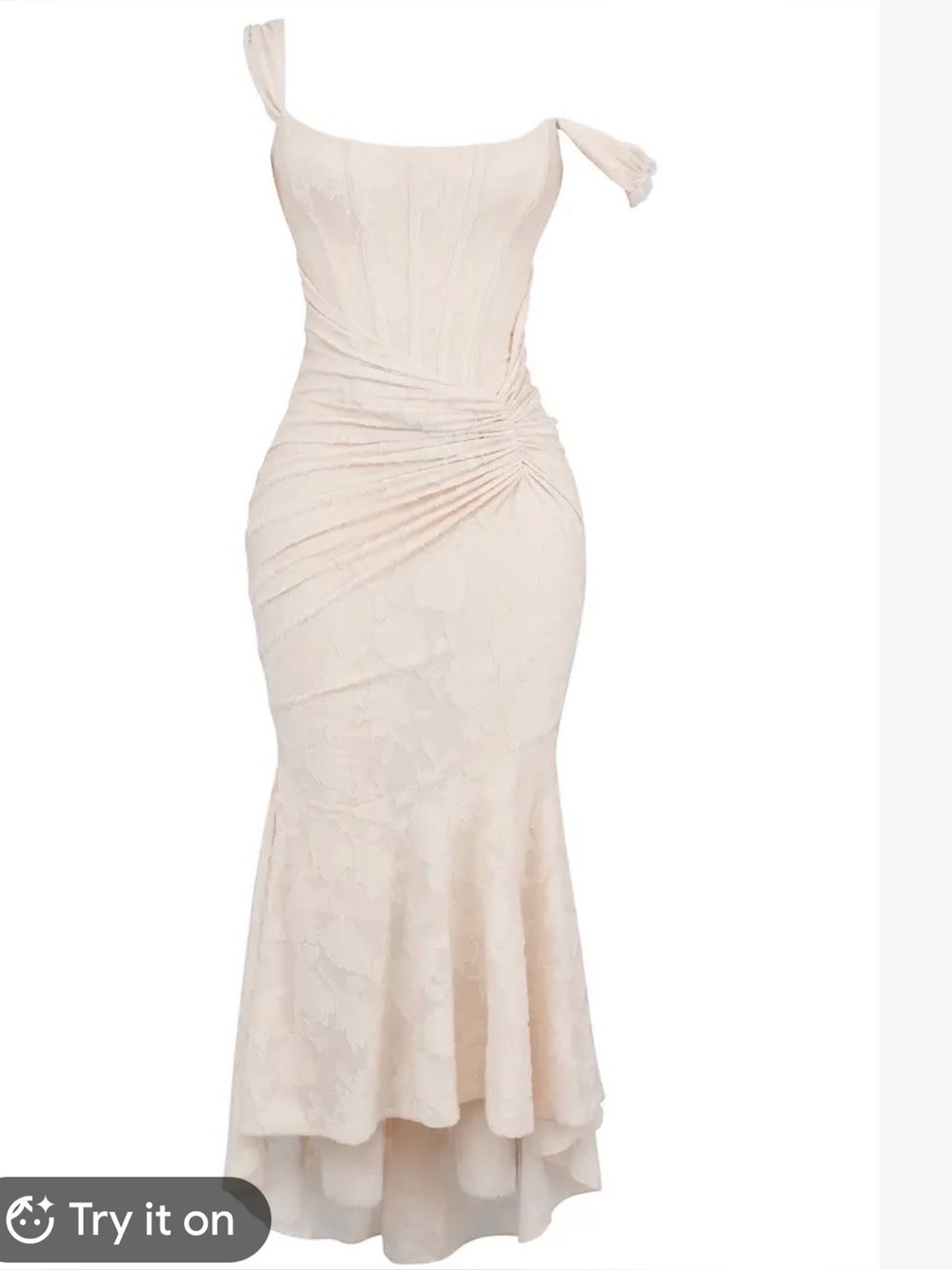 One-Shoulder Cream Ruched Mermaid Evening Dress